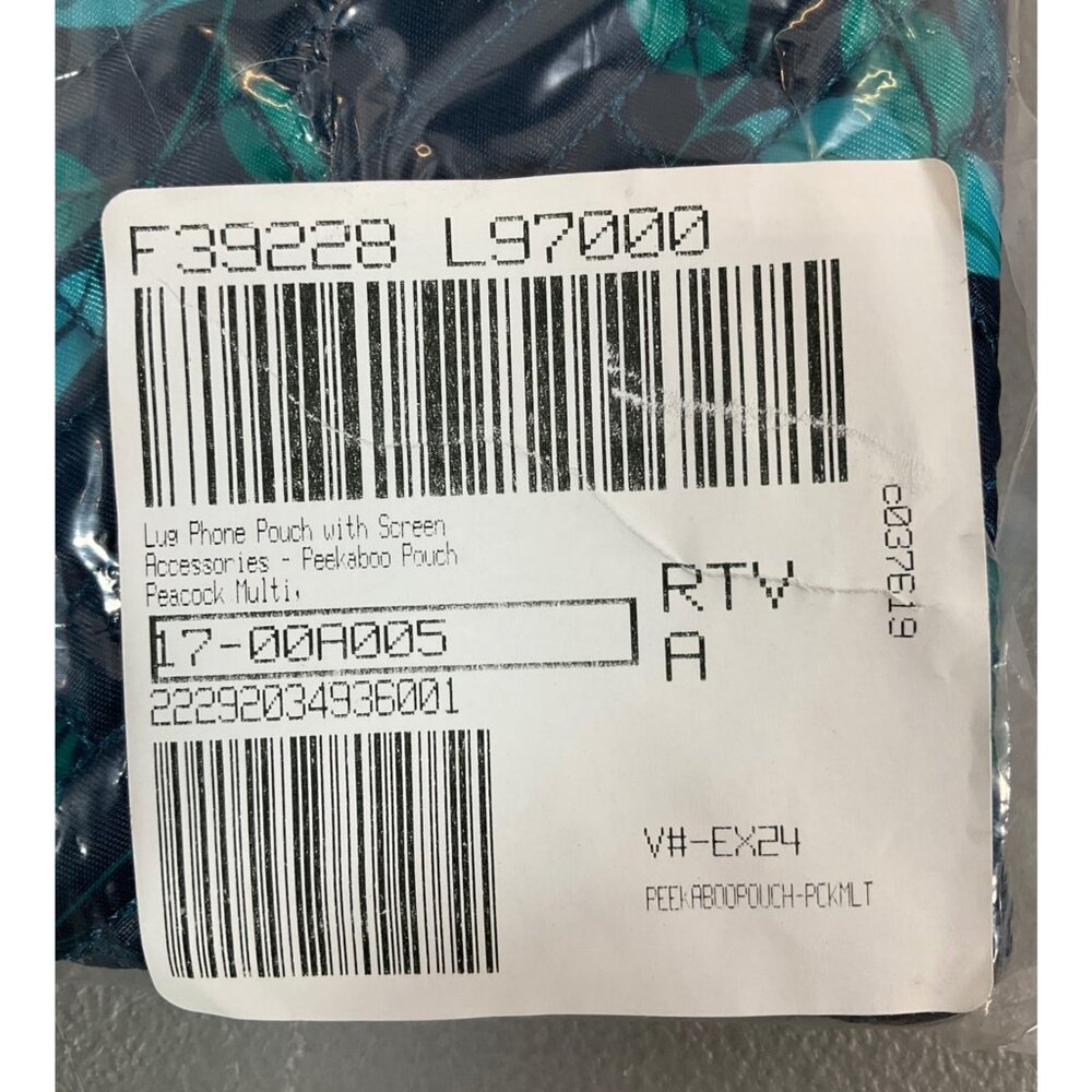 Lug Peekaboo Quilted Phone Pouch - Peacock Feather Design, Zipper, Blue